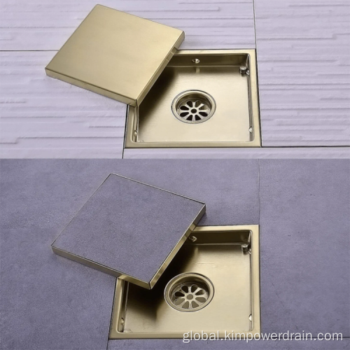 Square Gold Floor Drain Hidden square gold shower floor drain Supplier